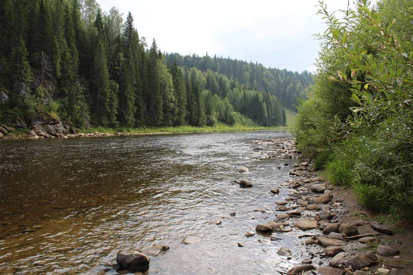 Hermoso Paisaje Ural Río Montaña Vista Hermoso Paisaje Región Perm — Foto de Stock