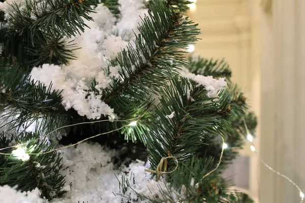 Weihnachten Schönen Hintergrund Mit Tannenzweigen Und Dekorationen Neujahr Und Weihnachten — Stockfoto