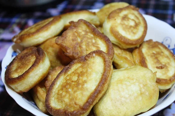 Pancakes Delicious Photo Baked Delicious Nourishing Pancakes Homemade Cake Plate — Stock Photo, Image