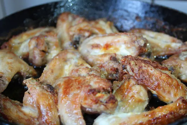 Chicken Wings Gebraten Köstlich Hause Gekocht Foto Von Chicken Wings — Stockfoto