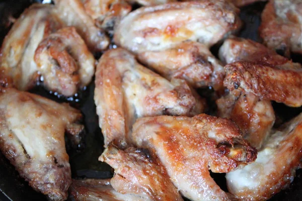 Chicken Wings Gebraten Köstlich Hause Gekocht Foto Von Chicken Wings — Stockfoto