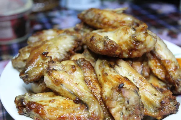 Gebratene Chicken Wings Lecker Hausgemacht Fotos Gebratene Chicken Wings Viele — Stockfoto