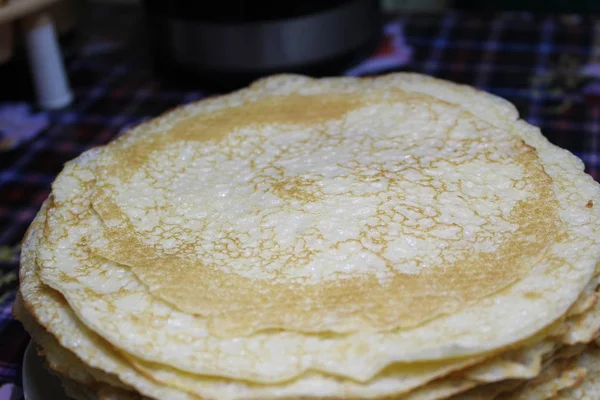 Gran Pila Deliciosos Panqueques Fotos Deliciosos Panqueques Horneados Esto Cocina — Foto de Stock