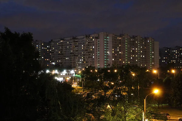 Prachtig Uitzicht Stad Moskou Zomer Foto Van Nacht Stad Moskou — Stockfoto