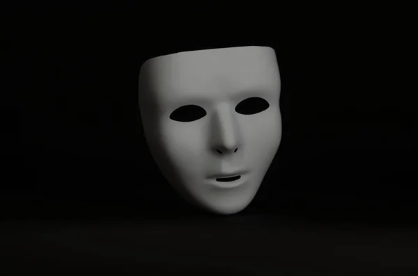 Una Maschera Maschera Vuota Priva Emozioni Evidenziata Uno Sfondo Nero — Foto Stock