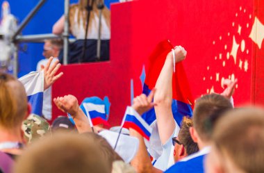 FIFA fan zone 2018 Nijniy Novgorod. Rusya-İspanya ile aynı. Rus millî futbol takımı zaferi.