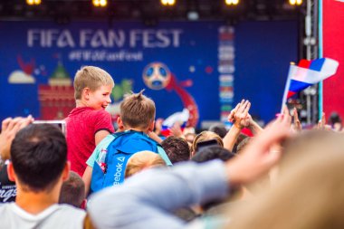 FIFA fan zone 2018 Nijniy Novgorod. Rusya-İspanya ile aynı. Rus millî futbol takımı zaferi.