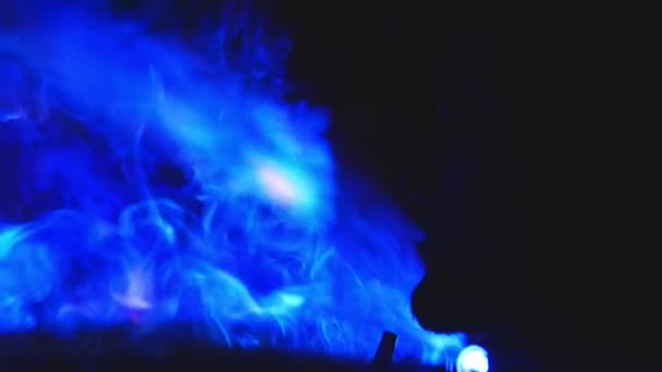 Man Smokes Hookah Releasing Puff Smoke His Mouth Luminous Smoke — Stock Video