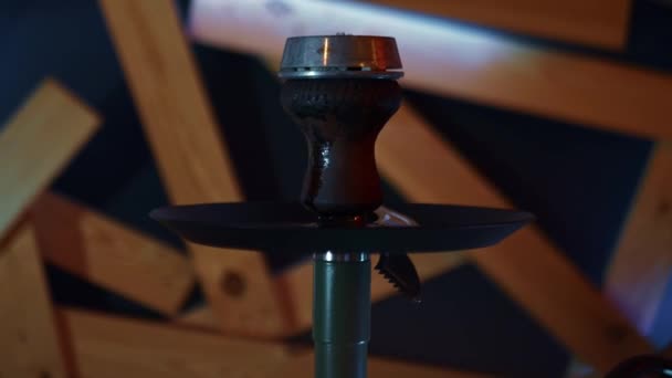 Waterpijp Tafel Voor Het Opdienen Shisha Bar — Stockvideo