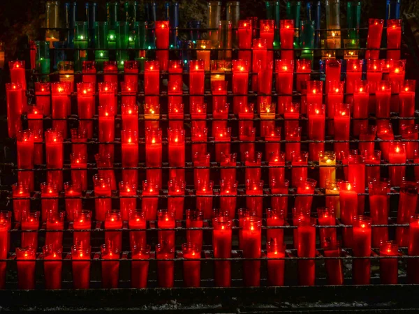 Many Red Candles Temple Burning Lot Lights — Stock Photo, Image