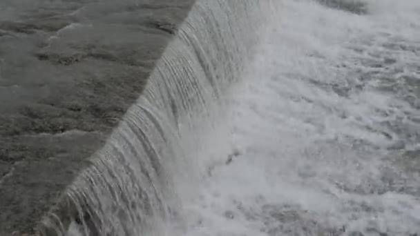 Rio Cidade Com Corredeiras Corrente Forte Dia Verão — Vídeo de Stock