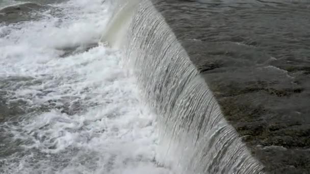 Fiume Della Città Con Rapide Corrente Forte Giornata Estiva — Video Stock