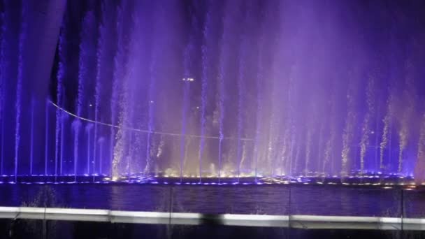Belle Exposition Fontaines Russie Dans Ville Sotchi Heure Soir — Video