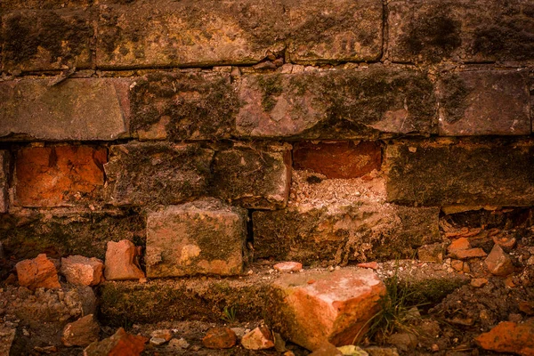Baksteen Muur Textuur Een Oude Muur Van Vele Bakstenen Achtergrond — Stockfoto