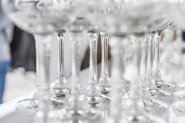 Cam bardak köpüklü şarap için. Bar counter