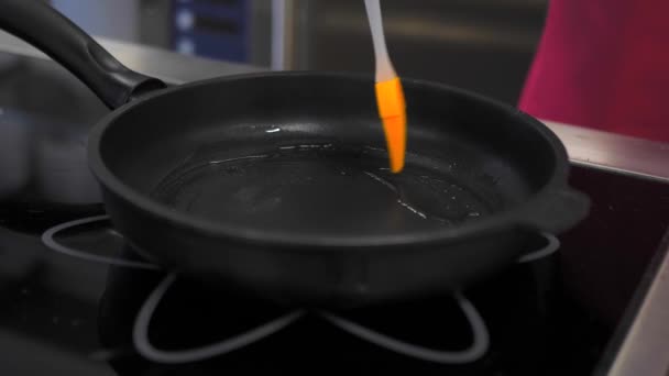 Lubricating Pan Oil Frying Special Kitchen Brush — Stockvideo