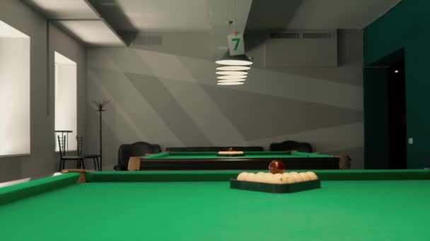 Billardclub Tische Mit Russischem Billard Erholungsräume Tag — Stockvideo