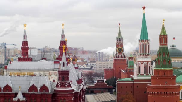 Moskova Kremlin Kızıl Meydan Anıt Mezar Şehrin Panoramik Manzarası Yüksek — Stok video