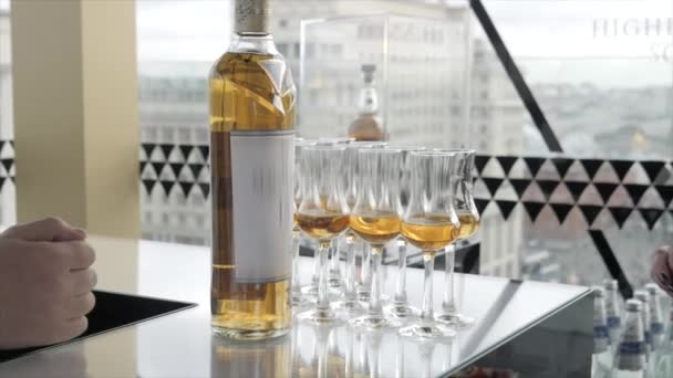 Whisky Glazen Een Dun Been Cocktailparty Whisky Proeven Dag — Stockvideo