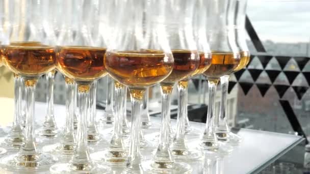 Whisky Brýlích Tenké Noze Ochutnávka Koktejlové Whisky Den — Stock video