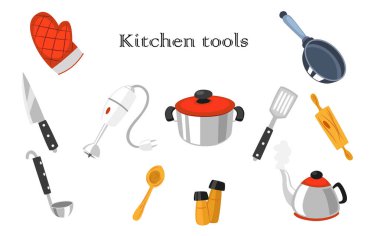 vektör set mutfak araçları gerçekçi görüntülerin