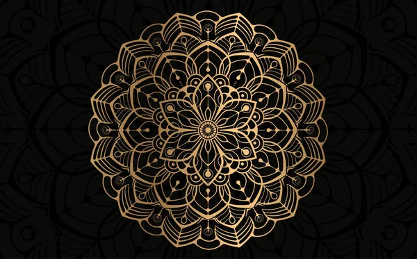 Святкування Аль Адха Вітальна Листівка Дизайн Каліграфії Мандали Золото Чорний Ліцензійні Стокові Вектори