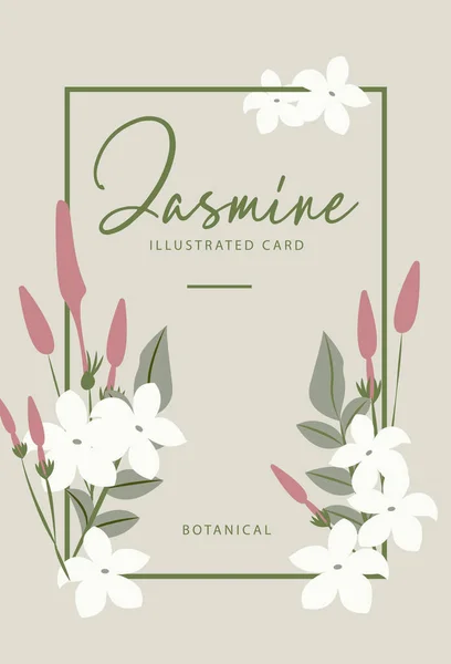 Vector Jasmin blomma banners. Design för te, naturkosmetik, beauty store, ekologiska hälso-och sjukvård produkter, parfym, eterisk olja, aromaterapi. Kan användas som gratulationskort eller bröllopsinbjudan — Stock vektor