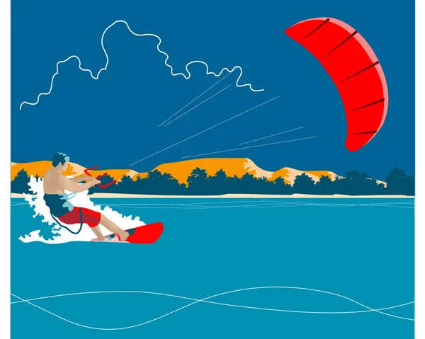 Tropikal orman ve dağlar Kiteboarding arka plan