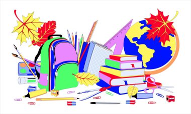 Sonbahar yaprakları ile geri resimde okul için