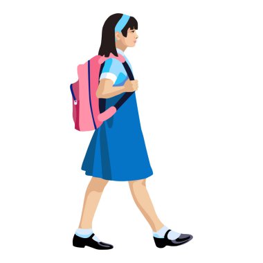 İzole okula bir Asyalı kız figürü