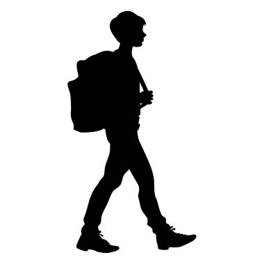 Bir çocuğun okul çantası ile izole silüeti