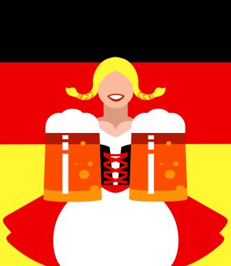 Alman bayrağı arka plan bira bardağı Oktoberfest kızla