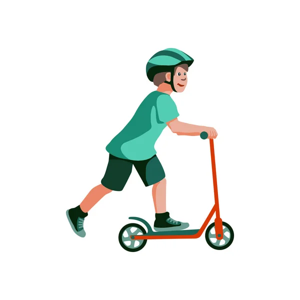 Boy rides a scooter — Stock Vector