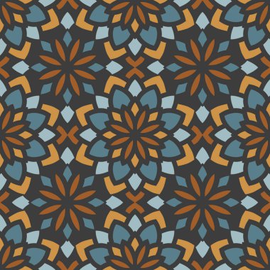 Çiçek elemanları ile soyut geometrik desen. Sorunsuz vektör arka plan. Grafik modern desen