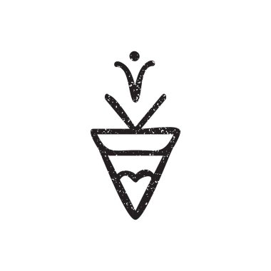 Beyaz arka planda el yapımı etnik unsur izole edildi. Kabile çiçek işareti. Grunge tarzında etnik sembol.