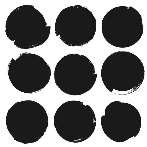 Sada Vektorových Kruhů Grunge Černé Samolepky Izolované Bílém Pozadí Skupina — Stockový vektor