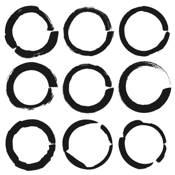Set Von Vektorkreisen Grunge Schwarze Aufkleber Isoliert Auf Weißem Hintergrund — Stockvektor