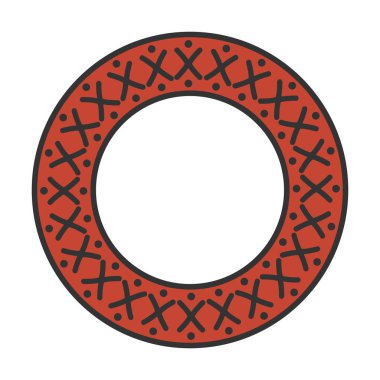 Vektör doğu tarzı dairesel sınır. Dairesel kabile süsü. Beyaz arka planda siyah süs. Beyaz arka planda izole edilmiş etnik sembollere sahip çelenkler. Doğulu süsü