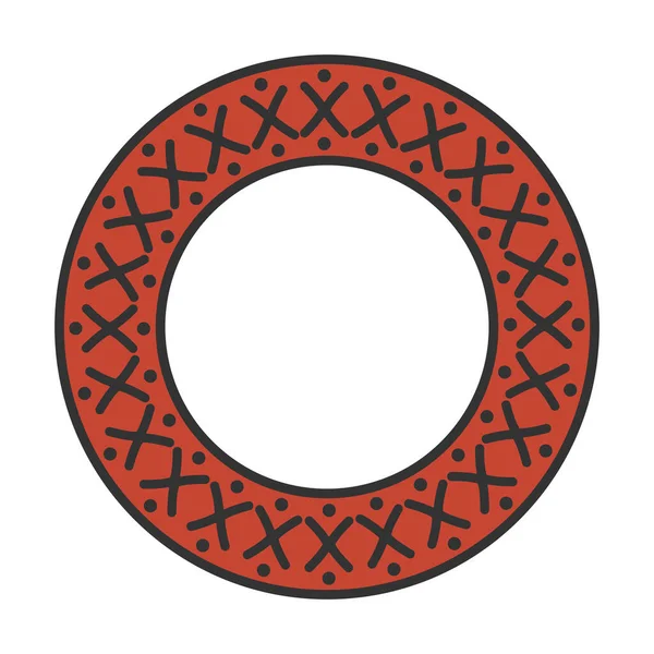 Vektör doğu tarzı dairesel sınır. Dairesel kabile süsü. Beyaz arka planda siyah süs. Beyaz arka planda izole edilmiş etnik sembollere sahip çelenkler. Doğulu süsü