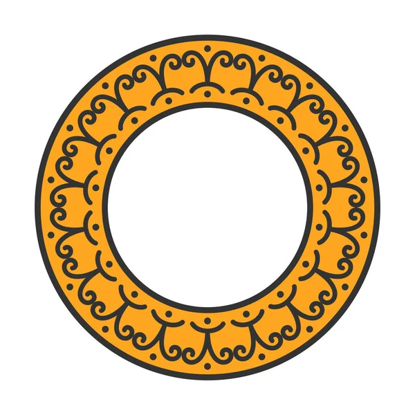 Vektör doğu tarzı dairesel sınır. Dairesel kabile süsü. Beyaz arka planda siyah süs. Beyaz arka planda izole edilmiş etnik sembollere sahip çelenkler. Doğulu süsü