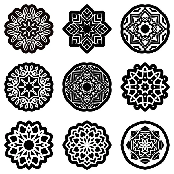 Vektor Mandalas Auf Schwarzem Hintergrund Vintage Dekorative Elemente Orientalisches Muster Stockillustration