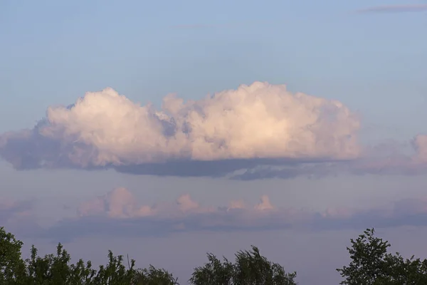Beautiful Blue Clouds Thunderstorm Sky Rain Toned — Stock Photo, Image