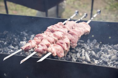 et şiş yanıyor üzerinde. sokak gıda