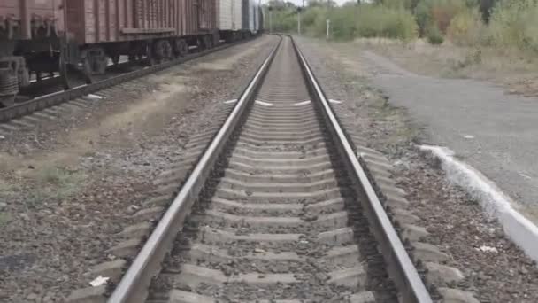 Passagem Câmera Longo Trilhos Ferroviários Comboio — Vídeo de Stock