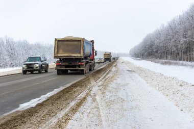 Rusya, Chaplygin, üzerinde 25 Ocak 2019. kış yaz için yolda araçların hareket