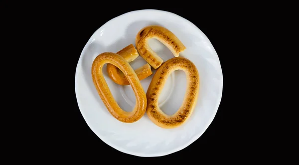 Volantes Biscoitos Sobre Fundo Preto Confeitaria Assar — Fotografia de Stock