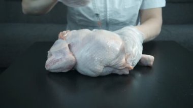 Bir tavuk, GDO ürünler şırınga laboratuvarda zararlı bir madde olarak sağlık açısından zararlı içine kimya enjeksiyon