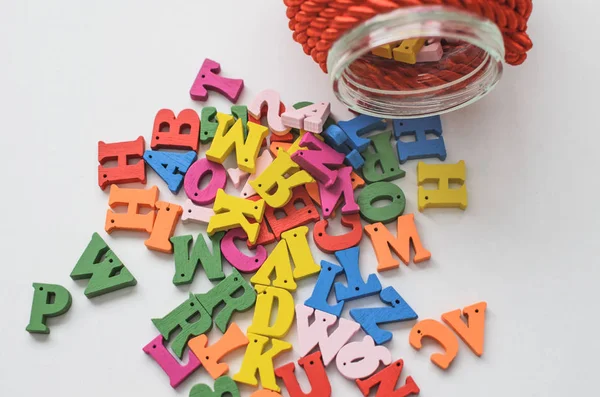 Multicolored Letters Alphabet Wooden Background — Stock Photo, Image