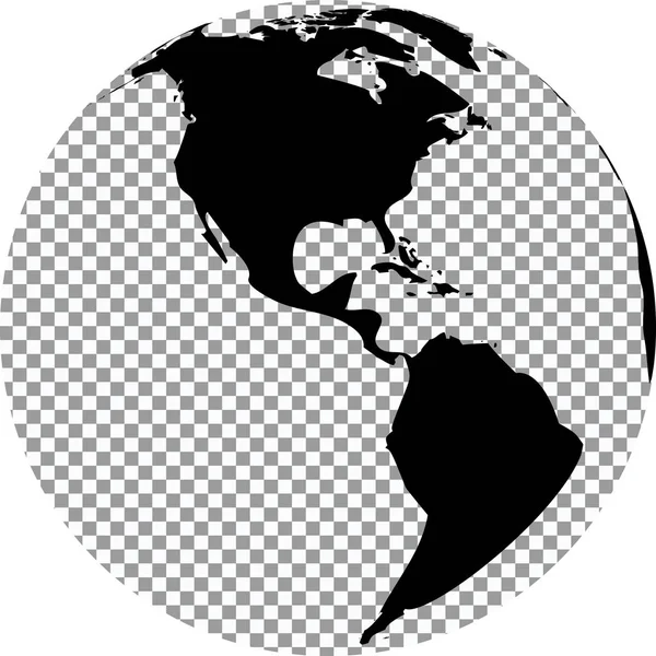 Black and white globe with transparent background — Stock Vector