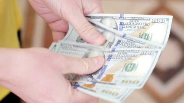 Man counting money dollars. — Stock Photo, Image